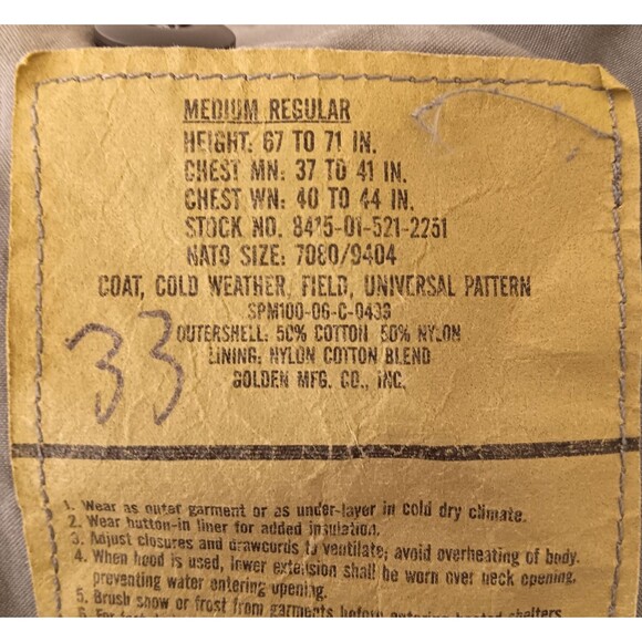 US Military M-65 Jacket Men Med Reg Cold Weather Cargo Camo Combat Utility Y2K - Picture 12 of 13